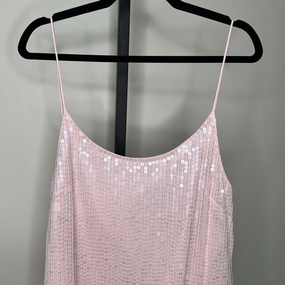 NWT MAC DUGGAL 10796 Rose Pink Sequin Asymmetrical Spaghetti Strap Dress Women’s - Picture 4 of 8